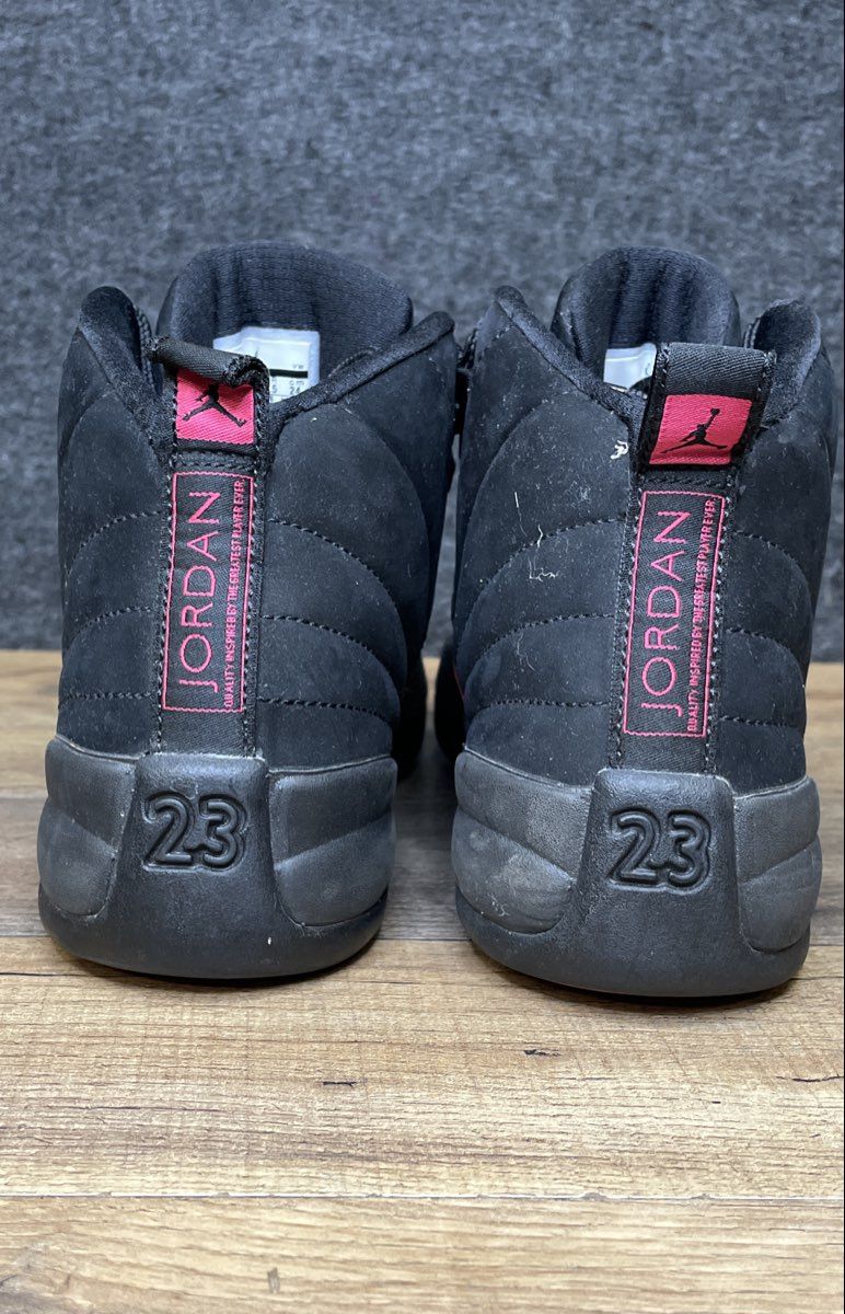 Air Jordan 12 Retro Deadly Pink Black Girls GS Sneakers Size 6.5Y