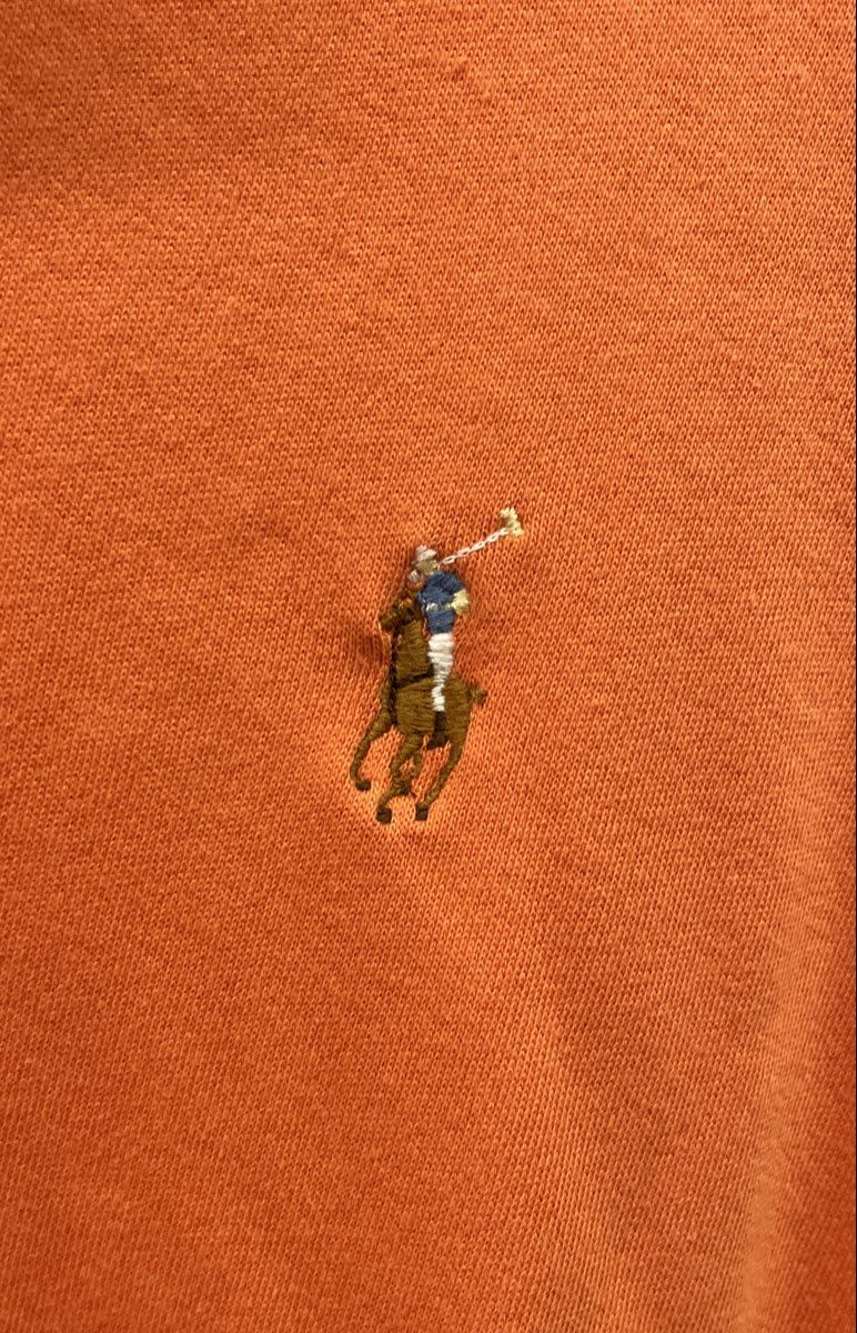 Vintage Polo Ralph Lauren Men's Orange Pique Short Sleeve Polo Shirt Sz M