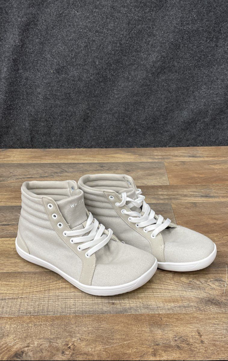 WHITIN Women's Wide Toe Box High Top Barefoot Shoes Grey Canvas Size 39 US 8