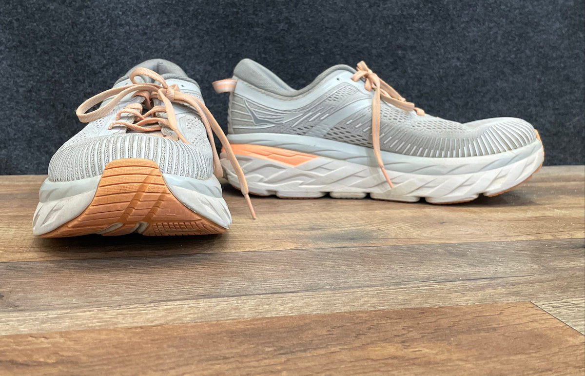 Hoka One One Bondi 7 Grey Orange Men's Road Running Shoes Size 8.5D