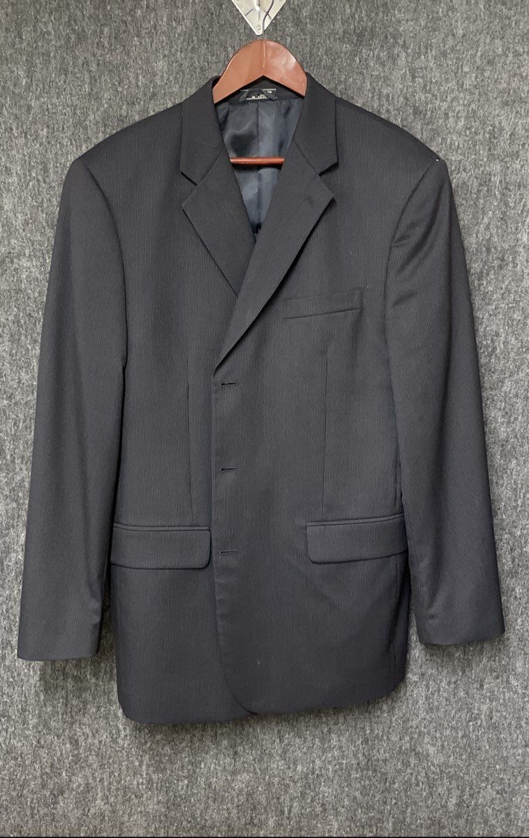 Jeffrey Banks Couture Men's Black Pinstripe 100% Pure Wool Blazer Size 44L