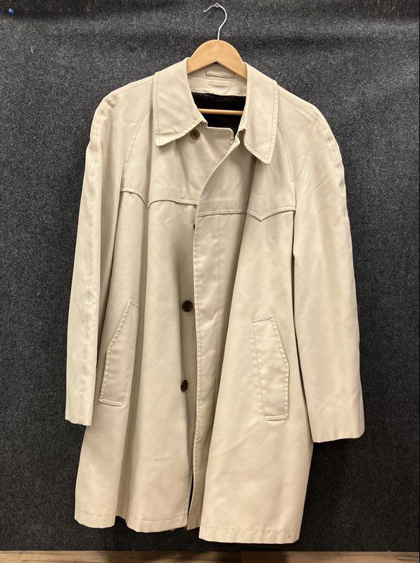 Vintage 70s London Fog Polar Plush Lined Trench Coat Tan Sz 44 Long