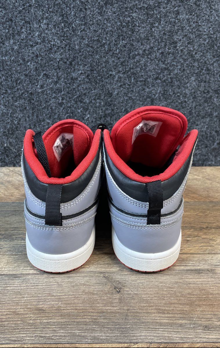 Nike Air Jordan 1 Mid Black Light Smoke Grey Gym Red Kids Size 3Y