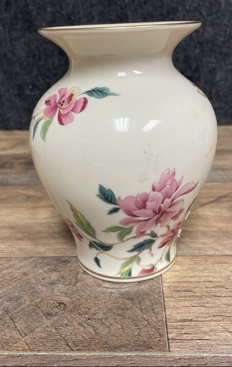 Lenox Barrington Floral Vase & Pineapple Trinket Dish Lot 2pc Bone China USA