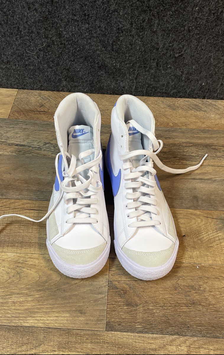 Nike Blazer Mid 77 White University Blue Leather Sneakers Size 7Y DM0886-123