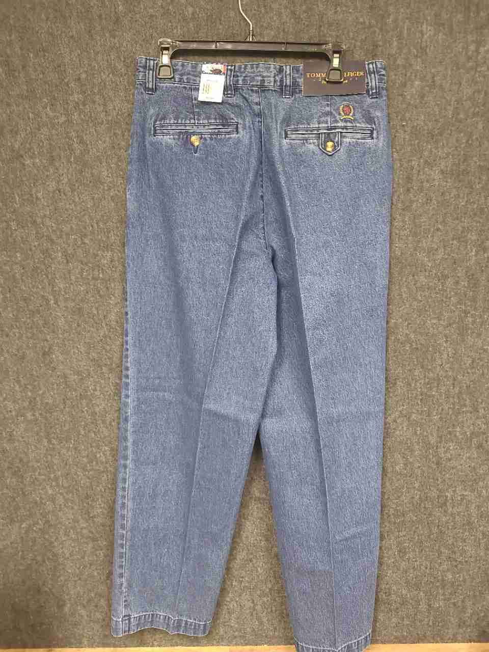 Vintage 90s Tommy Hilfiger Men's Blue Pleated Denim Chino Pants NWT Sz 32x30