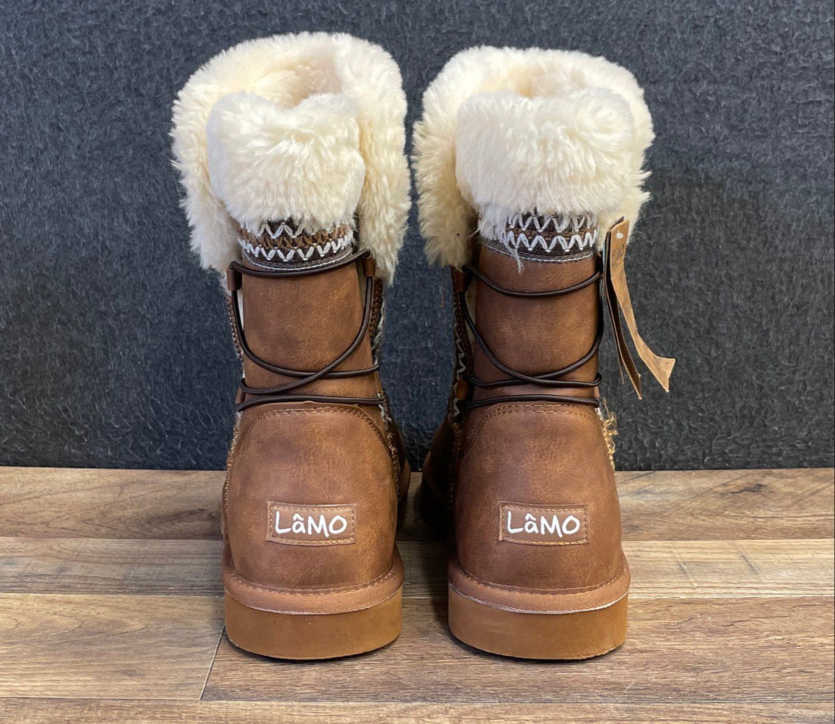 LaMO Women's Faux Fur Trim Winter Boots Chestnut Size 8 NWT