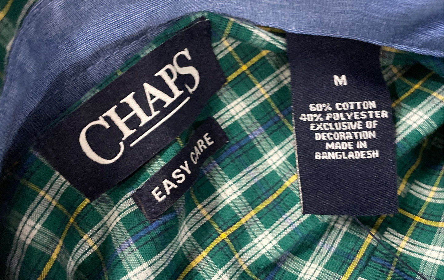 Chaps Men's Congo Green Plaid Short Sleeve Easy Care Button Down Shirt Sz M NWT