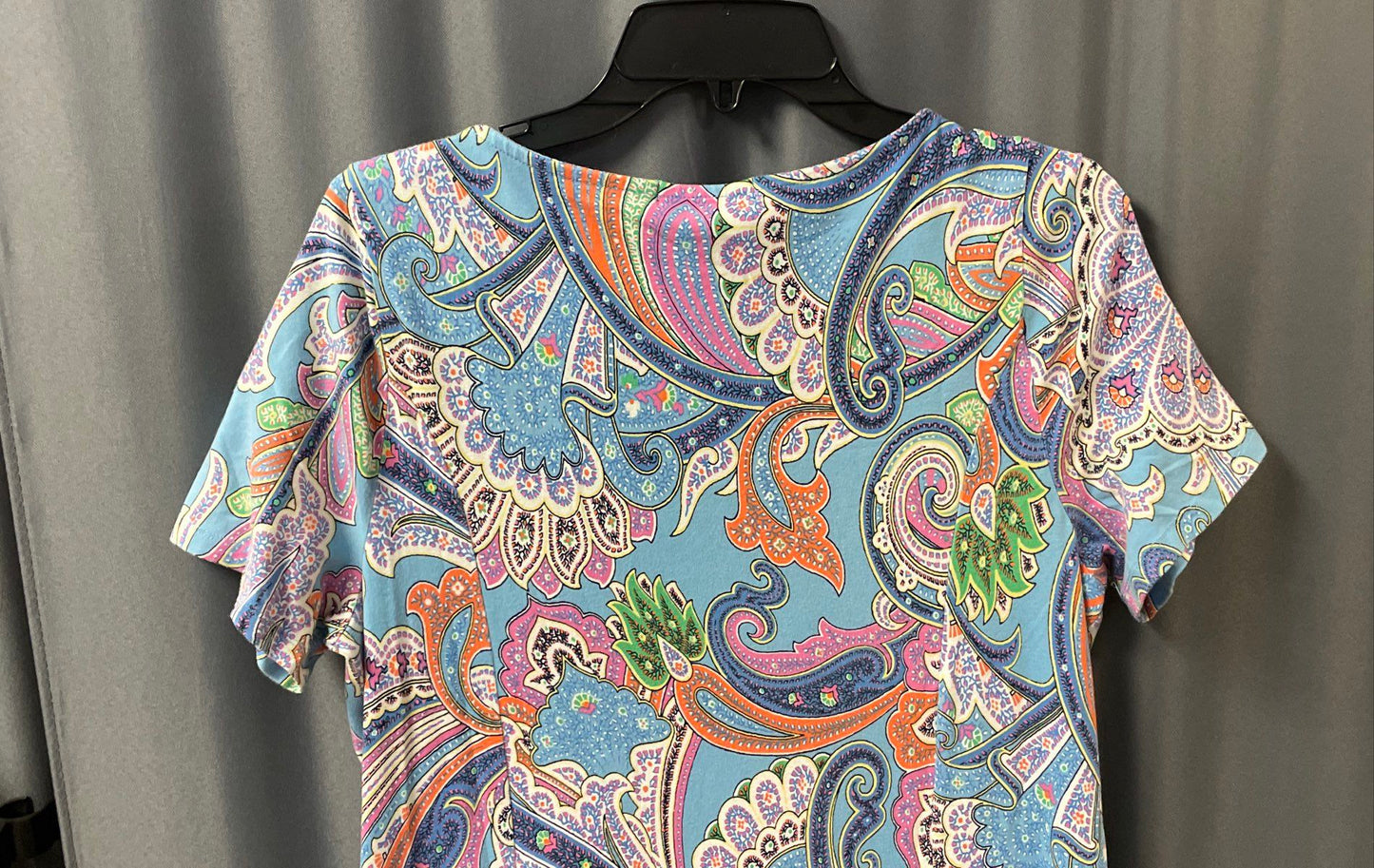 Lauren Ralph Lauren Women's Blue Paisley Print Short Sleeve Dress Sz 1X