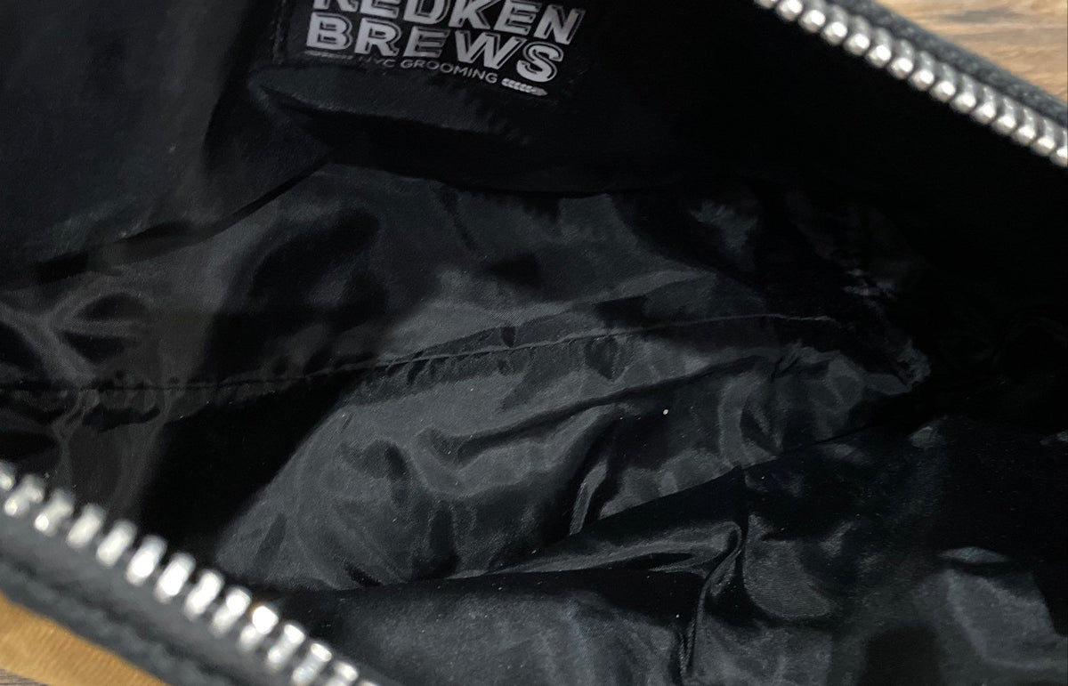 Redken Brews Brown Fabric Toiletry Bag Dopp Kit Travel Grooming Pouch