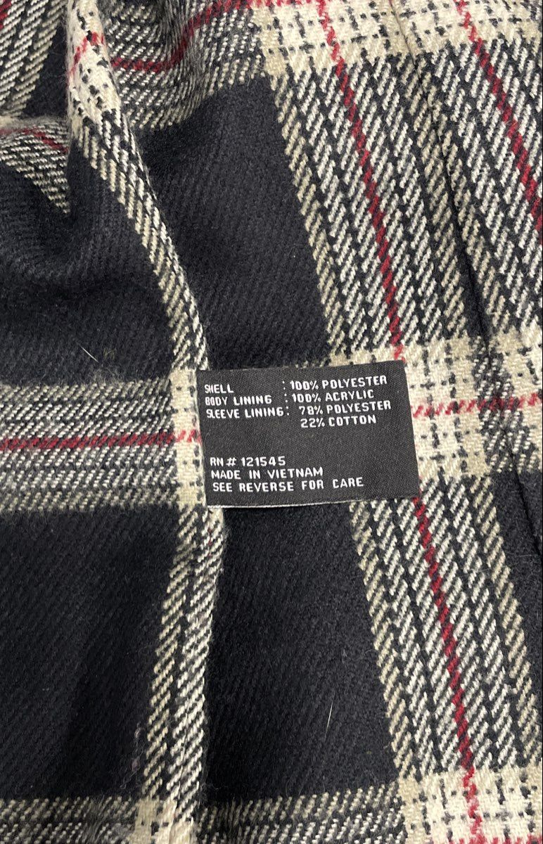London Fog Women's Black Trench Coat Plaid Lined Single Breasted Jacket Sz S