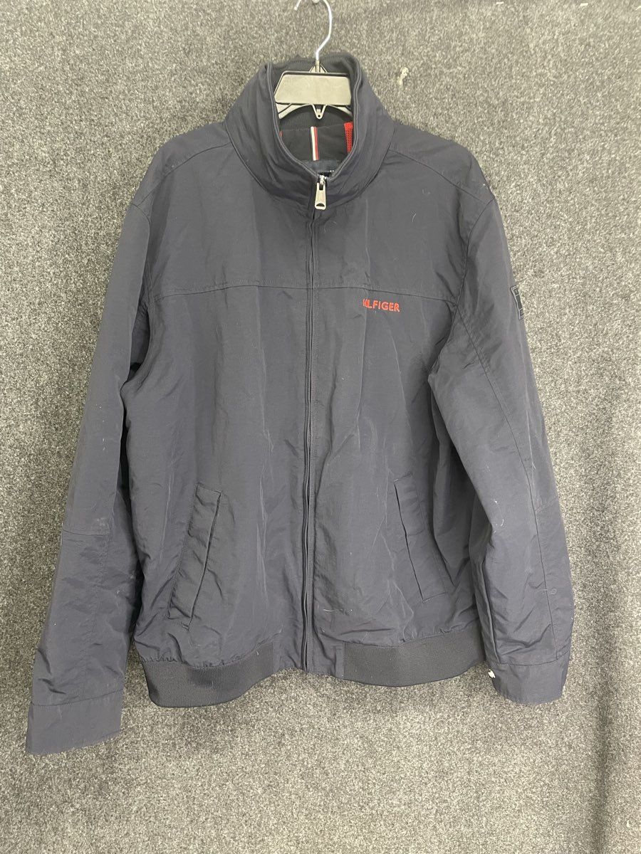 Tommy Hilfiger Men's Navy Blue Full Zip Windbreaker Yacht Jacket Mesh Lined XL