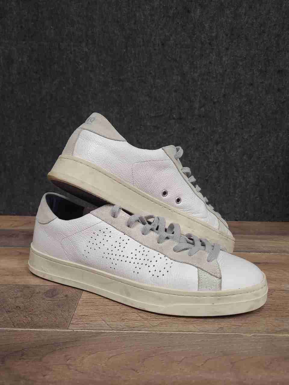 P448 Jack Willer White Grey Suede Low Top Sneakers Men's Size 42 US 9.5
