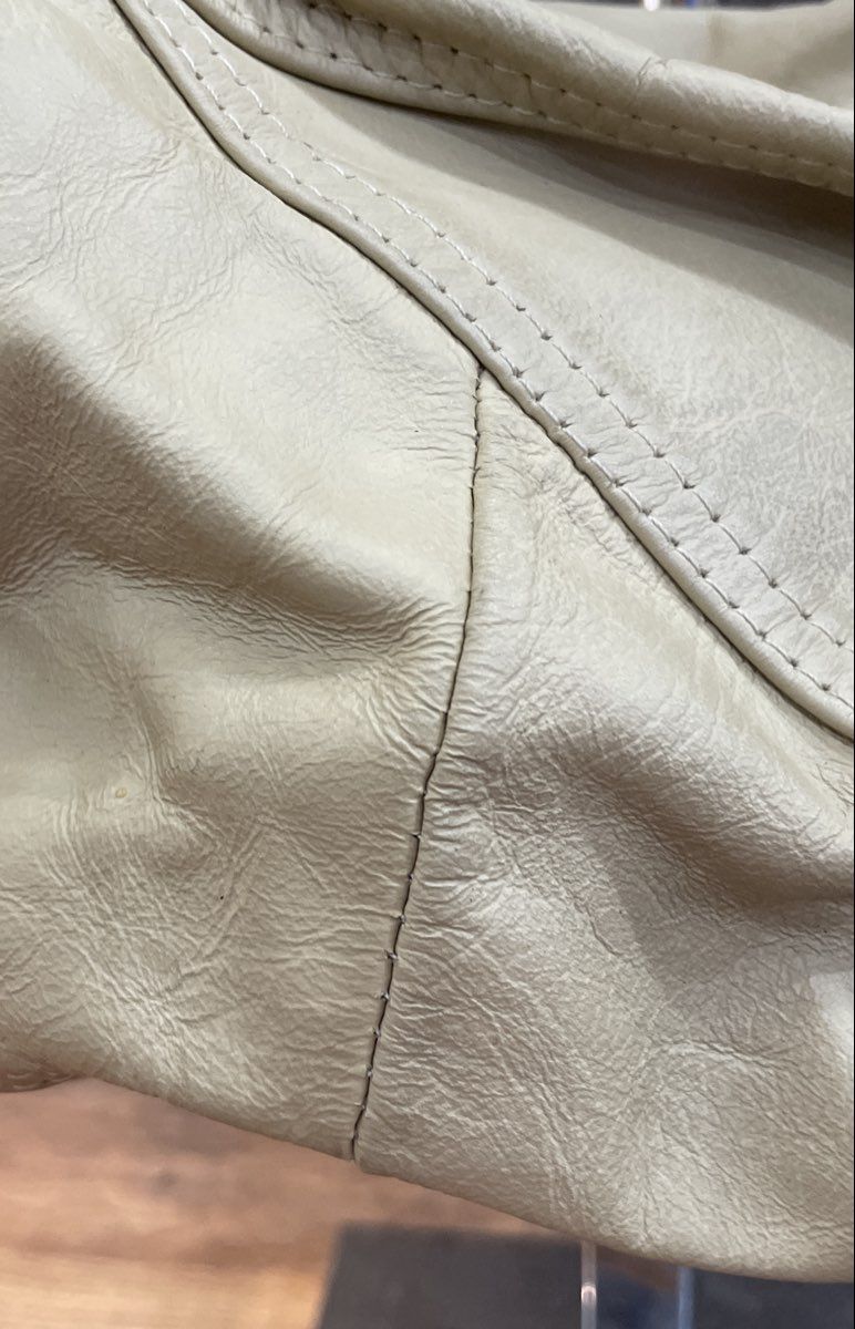 Vintage Cream Genuine Leather Utility Duffle Bag Hecho en Mexico