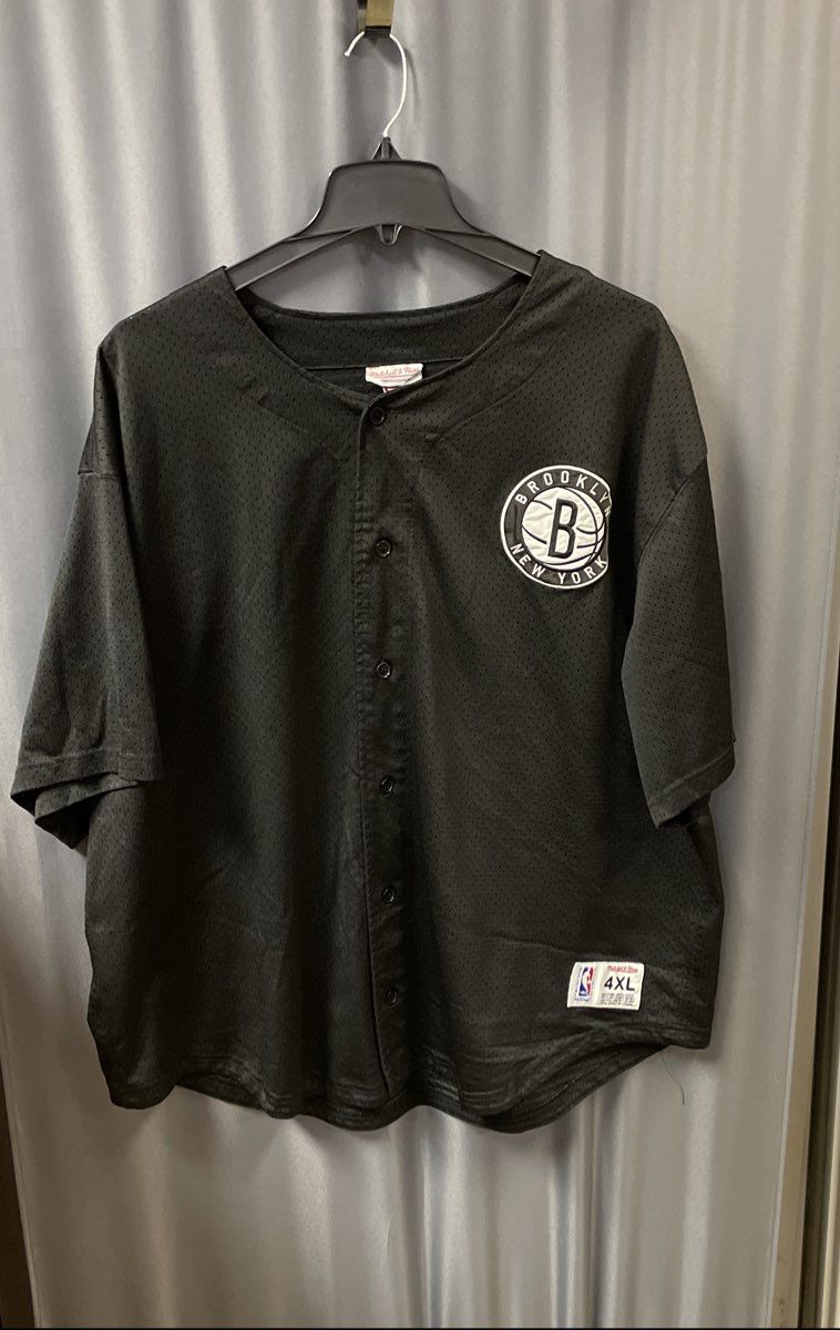 Mitchell & Ness Men's Brooklyn Nets Black NBA Mesh Baseball Jersey Sz 4XL