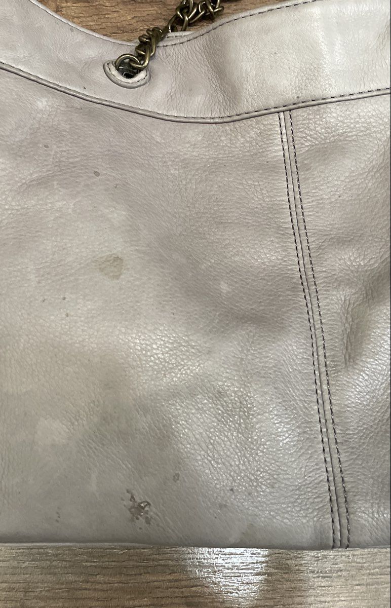 American Leather Co Gray Leather Shoulder Bag Tote Chain Strap Multi-Pocket