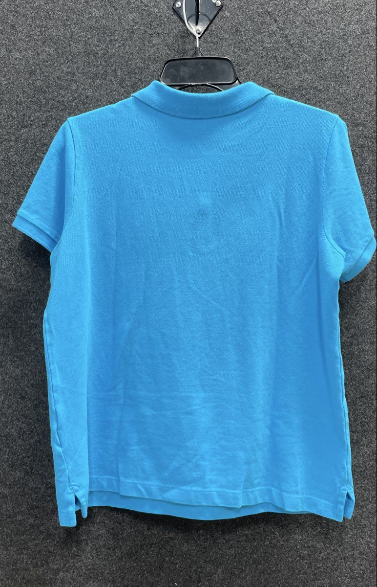 Lands' End Women's Blue Short Sleeve Cotton Pique Polo Shirt Sz M 10-12