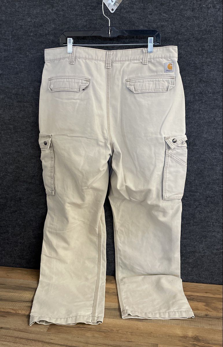 Carhartt Men's Tan Relaxed Fit Cotton Canvas Cargo Work Pants Size 38x36
