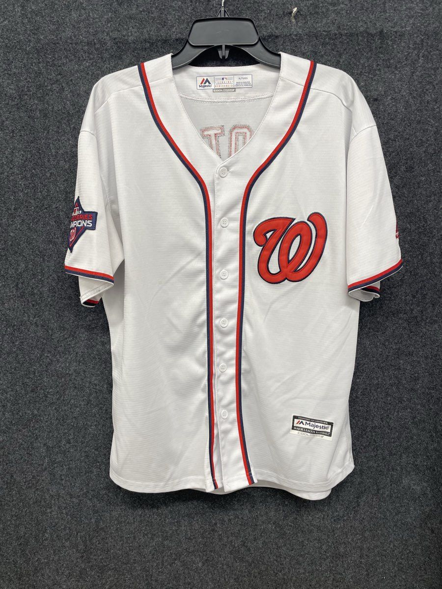 Majestic Washington Nationals Juan Soto #22 Cool Base WS Patch White Jersey XL