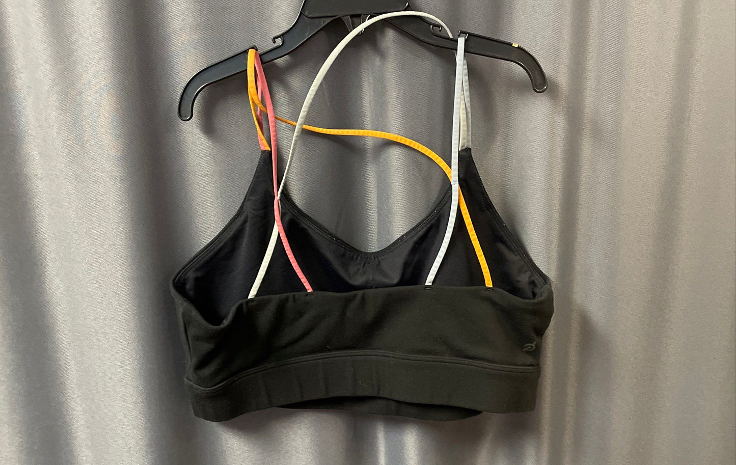 Peloton Women's Black Multi-Color Criss Cross Strap Sports Bra Workout Top Sz M