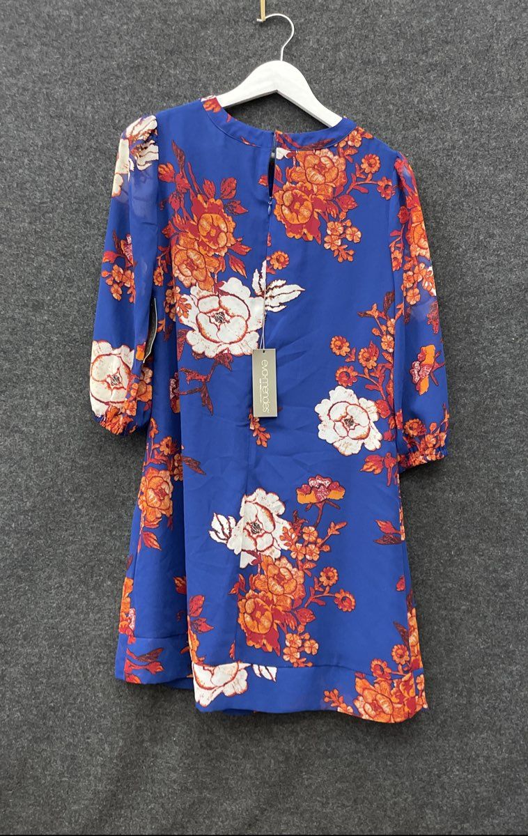 Eva Mendes New York & Company Women's Blue Orange Floral Shift Dress NWT Sz XS
