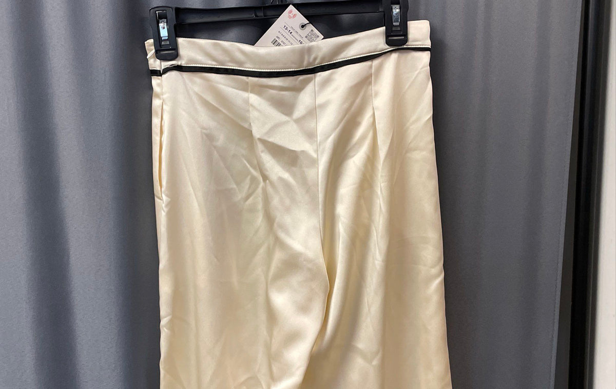 Zara Girls Cream Satin Pleated Balloon Pants Flower Rosette Sz 13-14 NWT