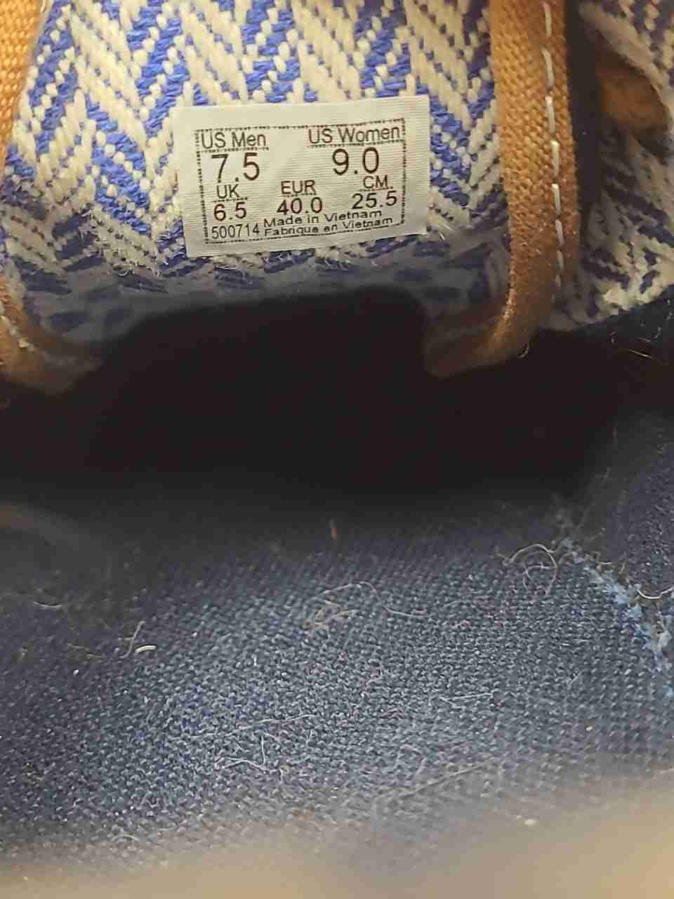 Vans Era 59 Navy Blue Tan Leather Accents Skate Shoes Size Men 7.5 Women 9