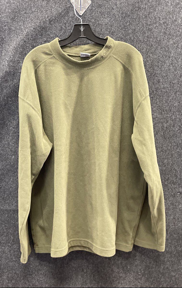 Columbia Men's Green Fleece Crewneck Sweater Raglan Embroidered Logo Sz XXL