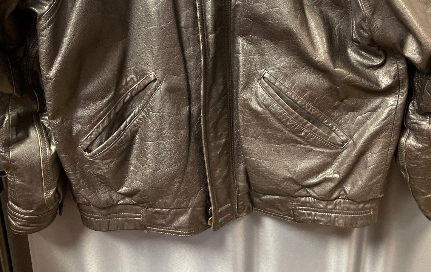 Vintage 80s London Fog Black Leather Bomber Blouson Jacket Sz 40 Reg