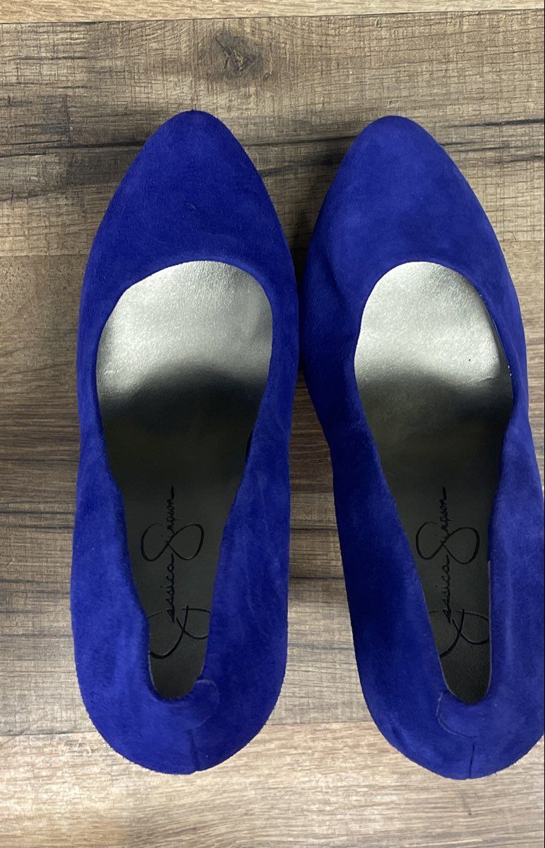 Jessica Simpson Royal Blue Suede Platform Stiletto Pump Heels Size 7.5
