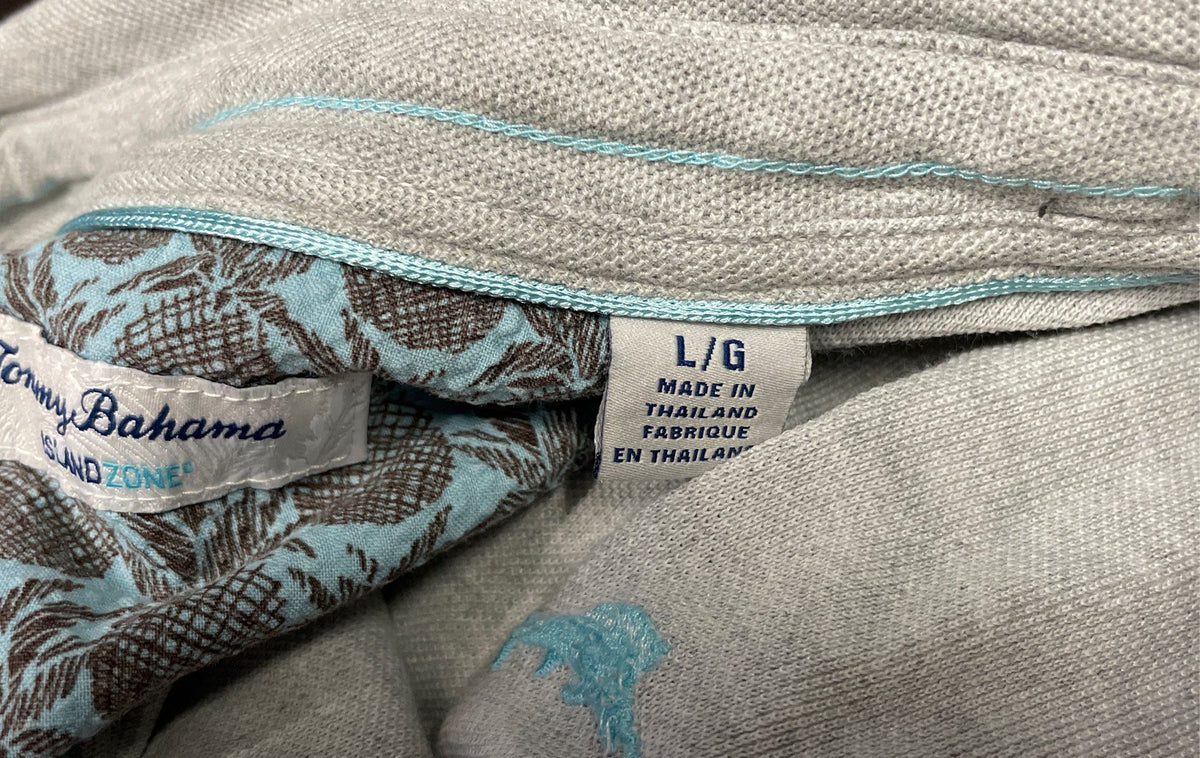 Tommy Bahama Men's Gray IslandZone Supima Cotton Short Sleeve Polo Shirt Size L