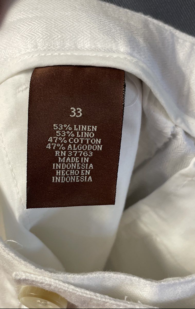 Perry Ellis Men's White Linen Blend Herringbone Flat Front Shorts NWT Size 33