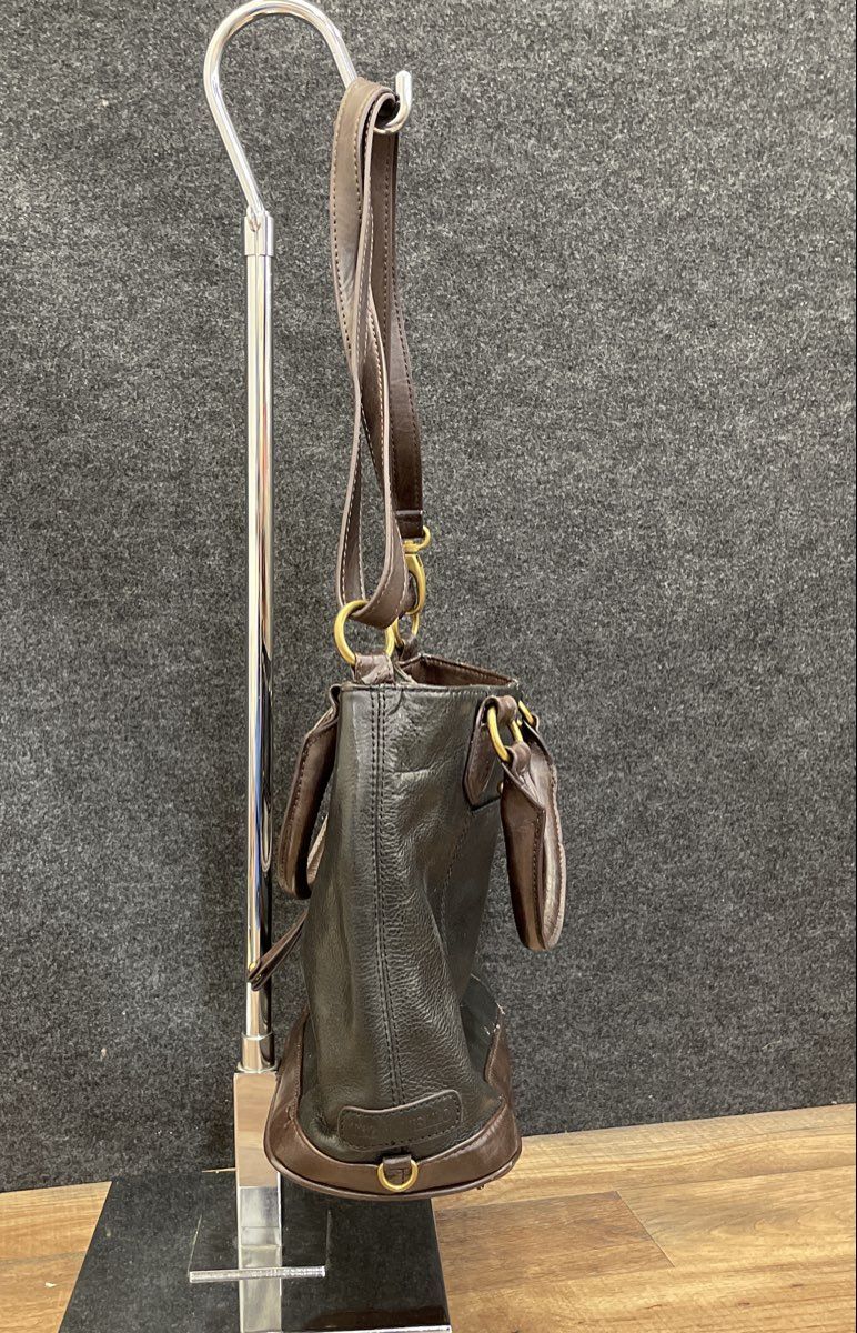 Tignanello Black Leather Satchel Shoulder Bag Brass Hardware