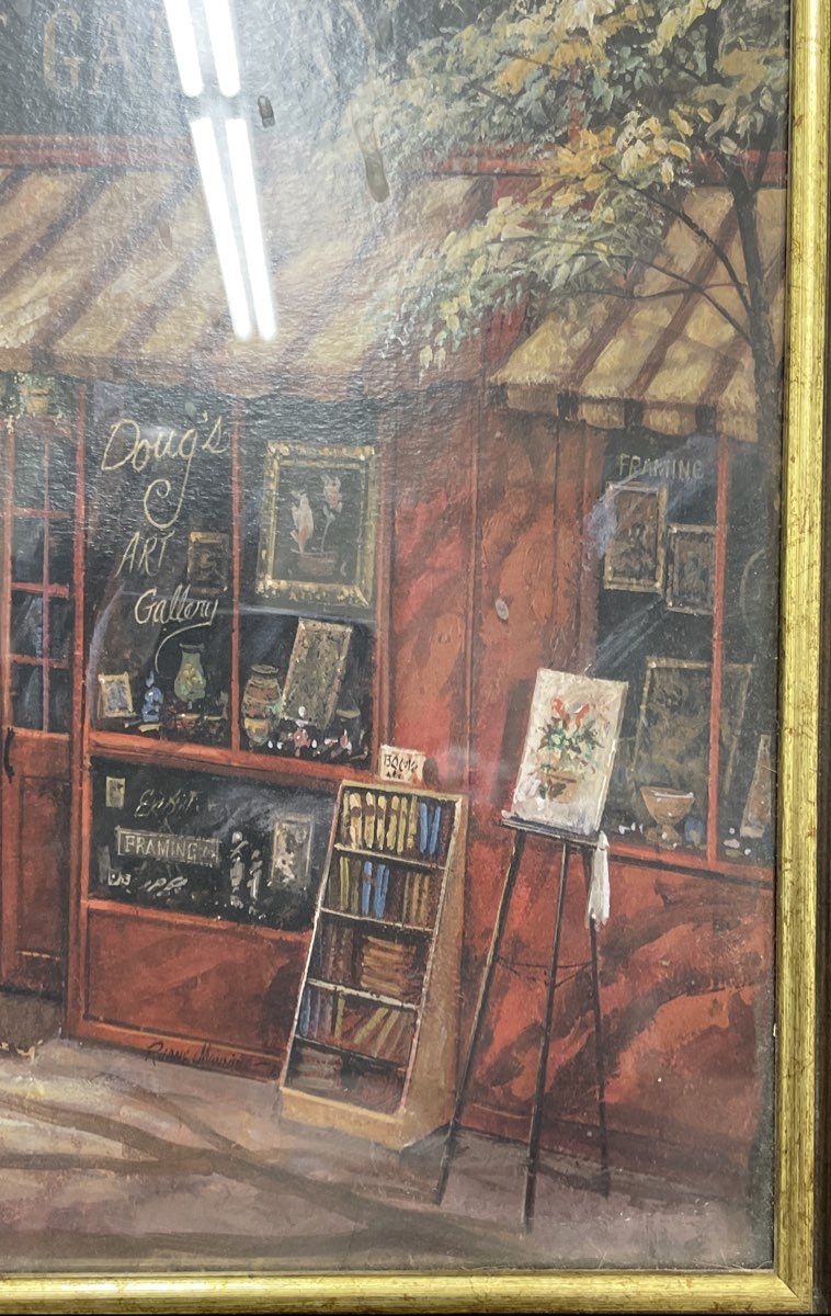 Ruane Manning "Doug's Art Gallery" Print Signed European Street Scene Framed Art