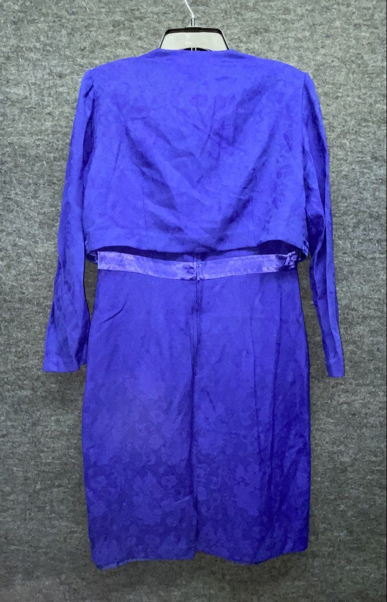 Karin Stevens Women's Plum Purple Vintage 90s Floral Jacquard Dress Set Sz 10