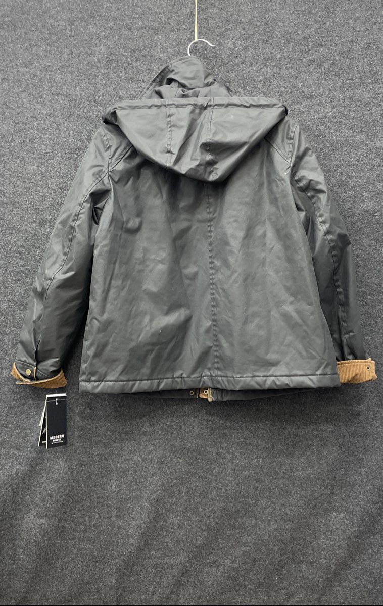 Modern Supply by Sanctuary Women's Black Hooded Coat Corduroy Trim Sz M NWT