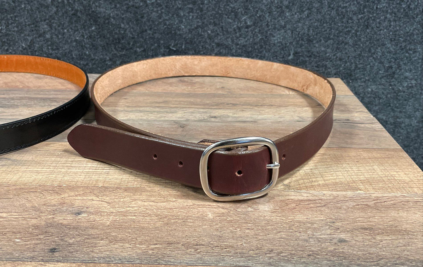 Men's Leather Belts Lot of 2 Black Brown Genuine Leather USA & China Sz 50