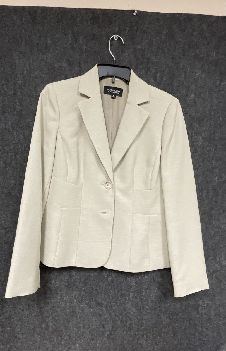 Black Label by Evan-Picone Women's Beige Two Button Tailored Blazer Sz 6