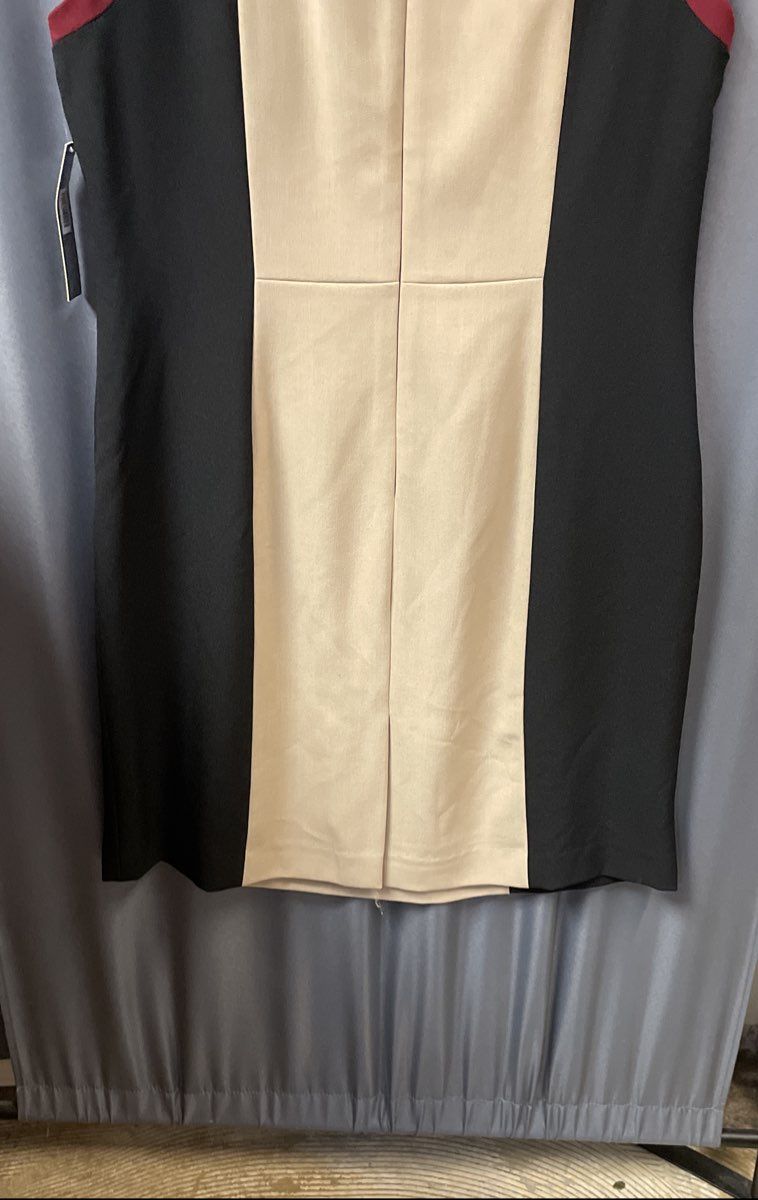Chelsea Rose Women's Colorblock Sheath Dress Taupe Black Crimson NWT Sz 16