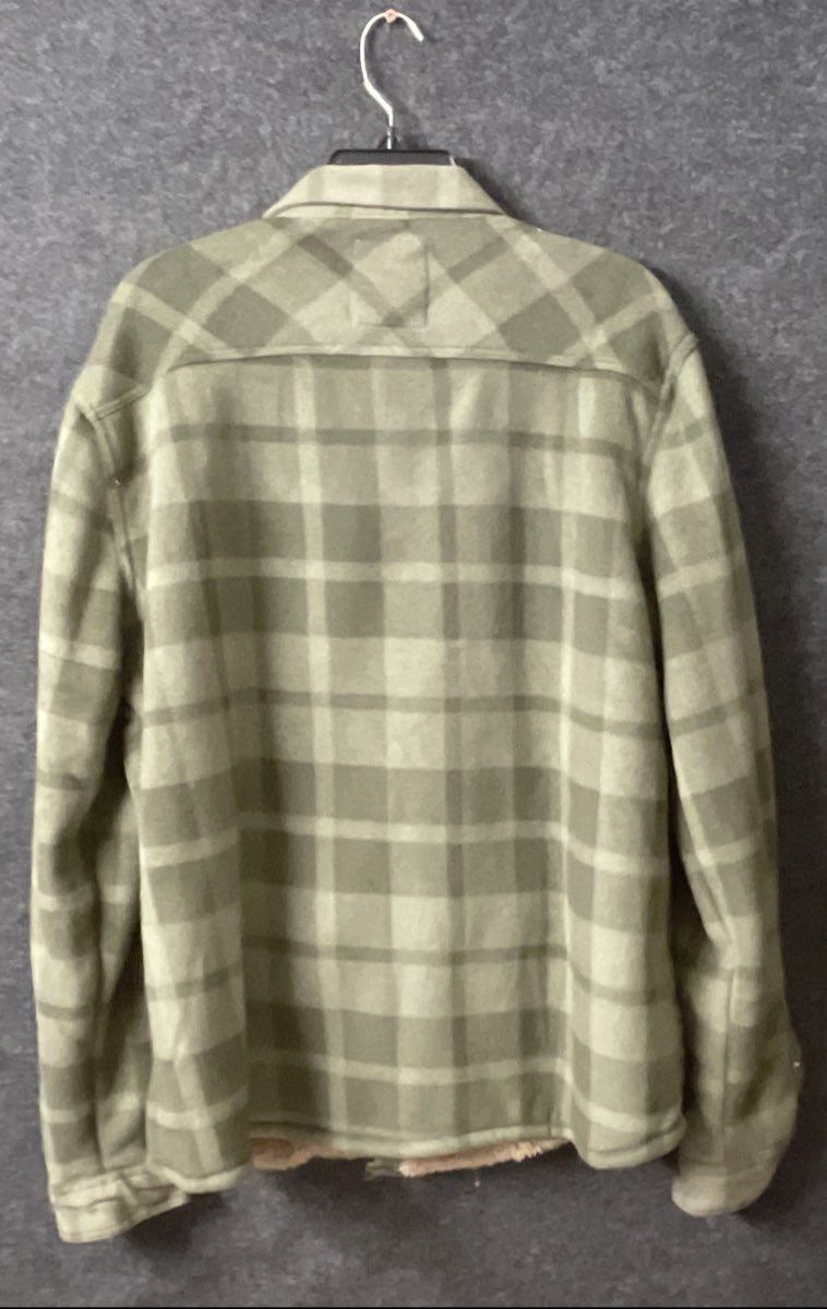 Voyager Men's Green Plaid Shirt Jacket Sherpa Lined Fleece Sz L
