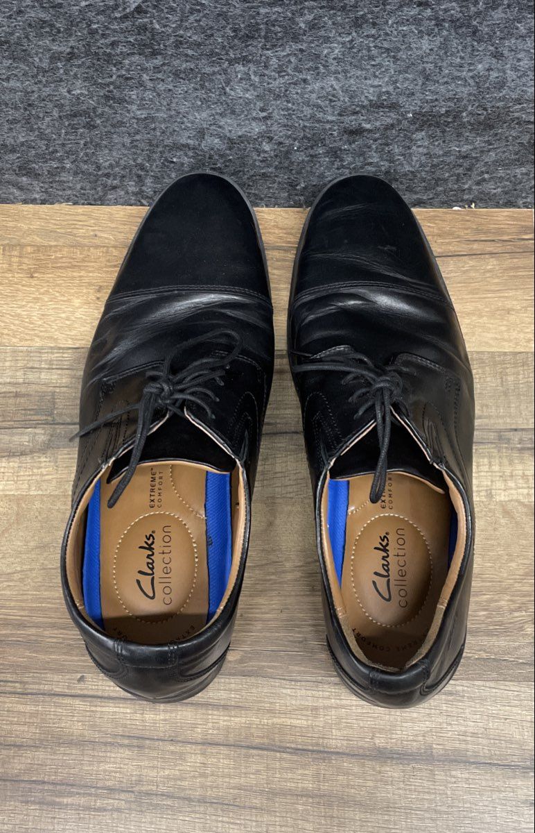 Clarks Collection Tilden Cap Black Leather Cap Toe Derby Men's Size 10 W