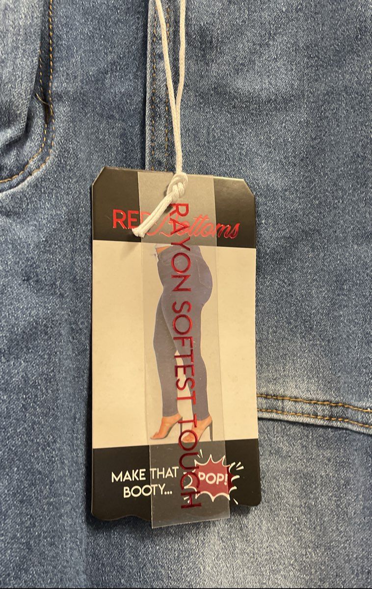 Red Bottoms Women's Blue High Waisted Skinny Cargo Jogger Jeans Sz 18 NWT