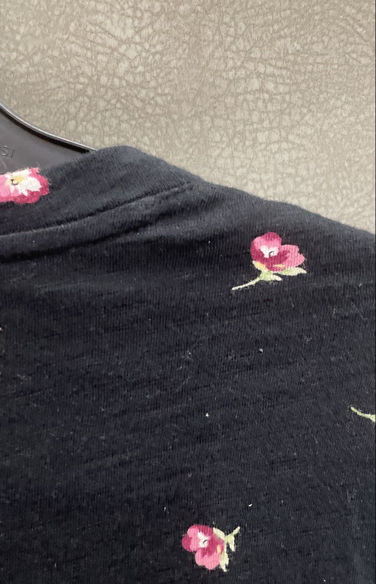 Sonoma Women's Black Pink Floral Everyday Tee Long Sleeve Cotton Shirt Sz L