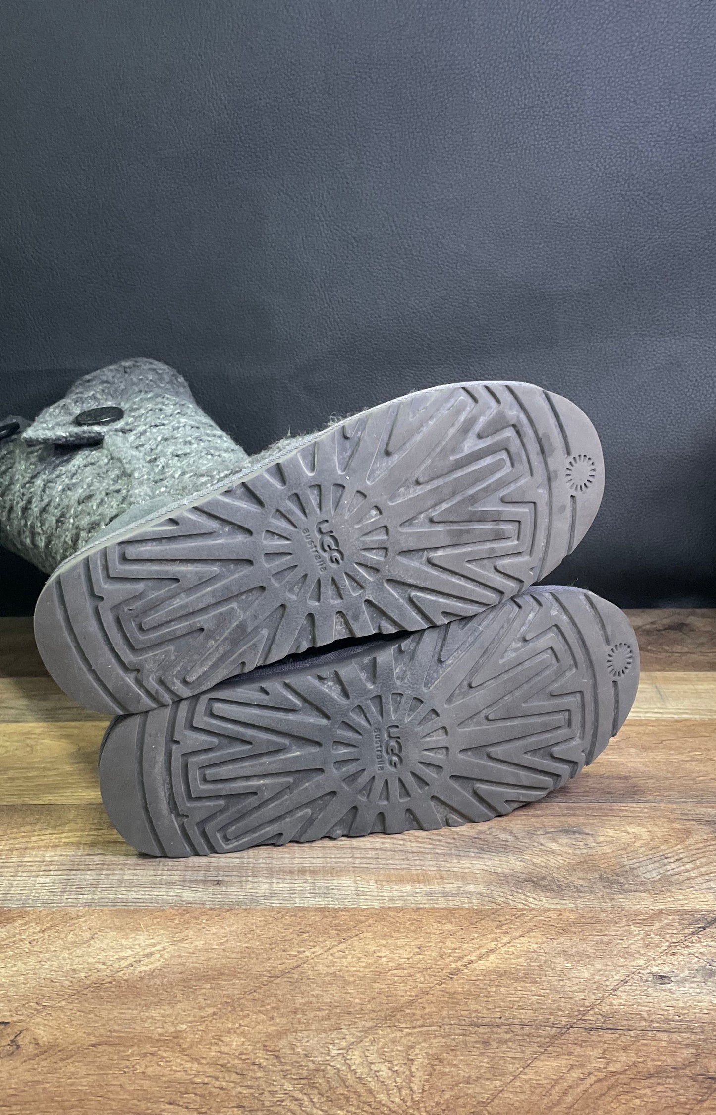 UGG Lattice Cardy 3066 Charcoal Grey Knit Tall Women's Boots Size 8