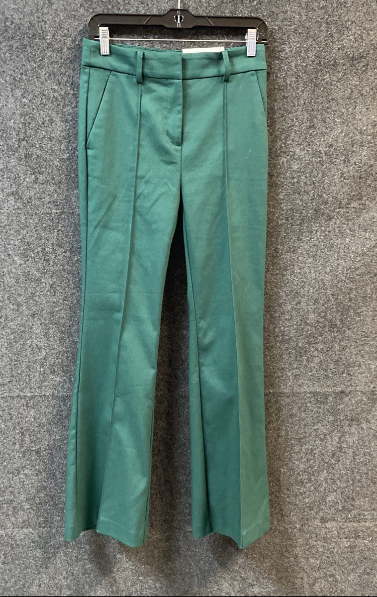 LOFT Women's The Sutton Flare Pants Green Seam Detail NWT Sz 0