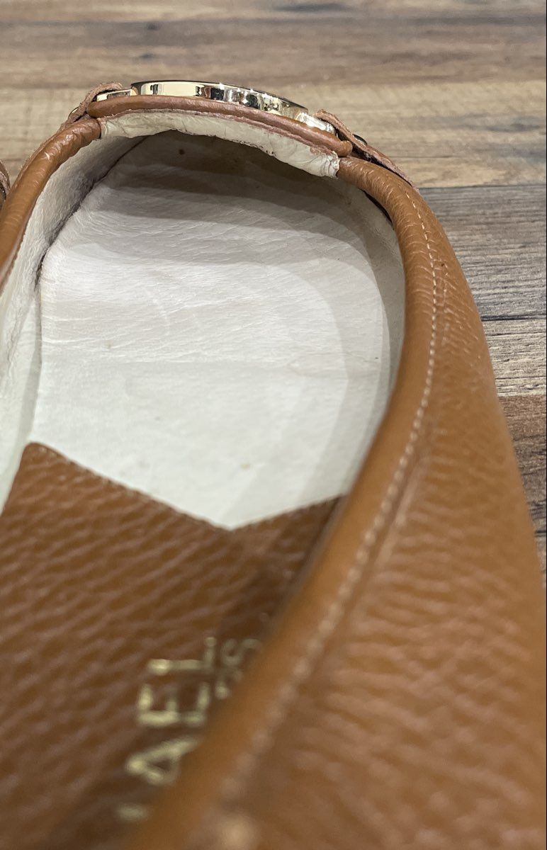 Michael Kors Fulton Brown Pebbled Leather MK Logo Ballet Flat Size 6.5