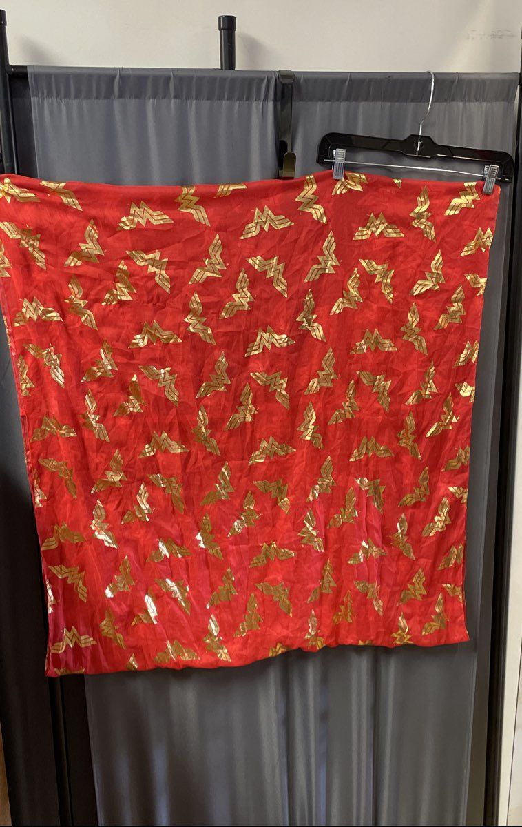Bioworld Women's Wonder Woman Red Gold Metallic Logo Sheer Scarf OSFM