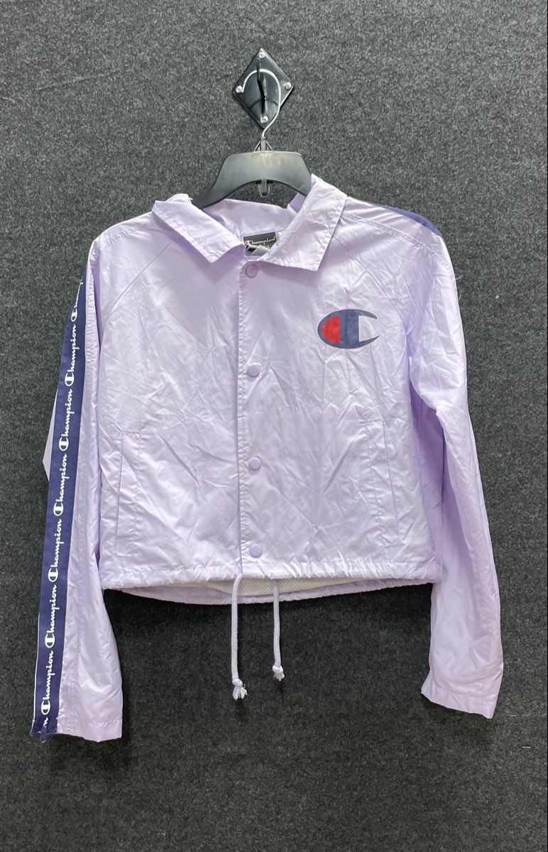 Champion Women's Cropped Coaches Jacket Zipper Tape Windbreaker Purple Sz XS