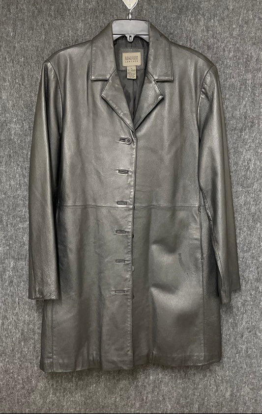 Uniform John Paul Richard Women's Brown Genuine Leather Car Coat Jacket Sz 12