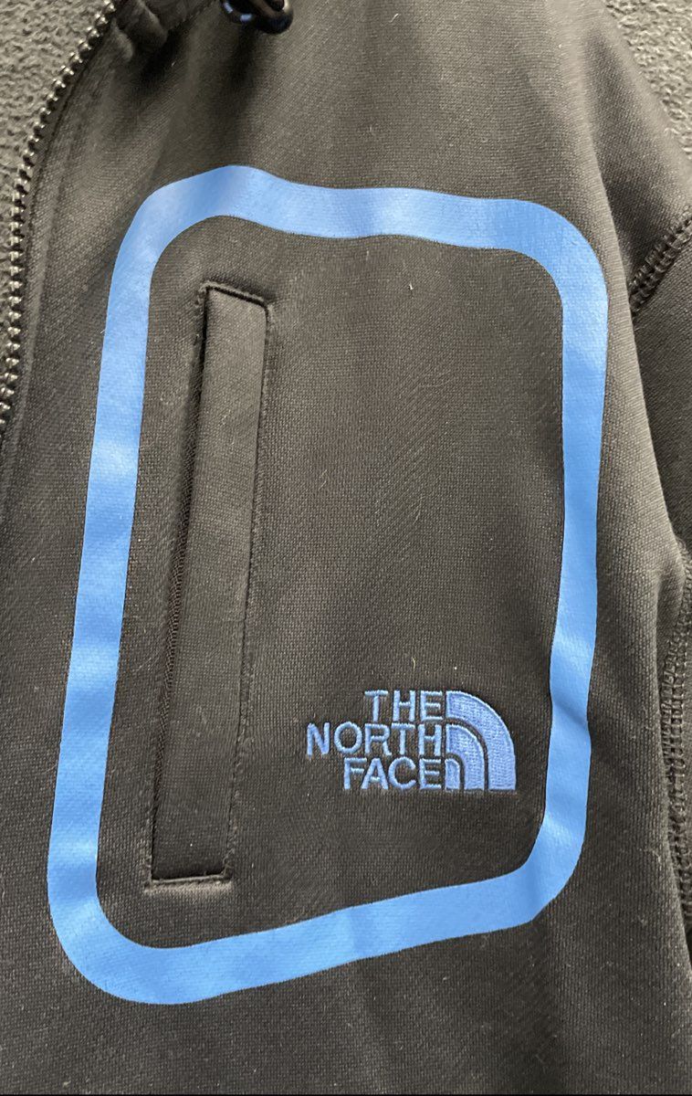 The North Face Men's Black Full Zip Fleece Hoodie Jacket Blue Trim Sz S